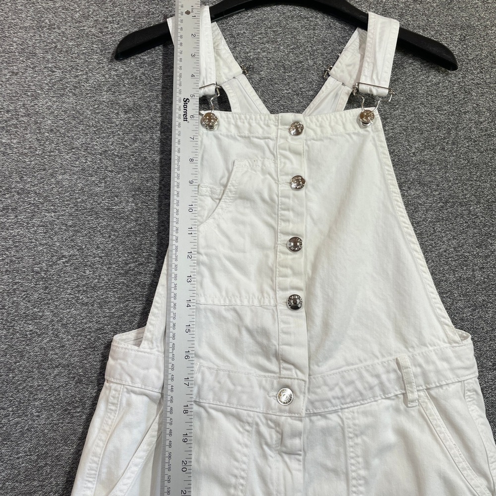Zara Overalls Womens XS White Distressed Bib Overalls Basic Z1975 Denim Cotton - Picture 10 of 11